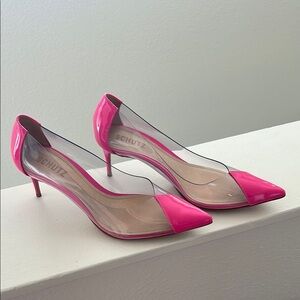 SCHUTZ Barbie Pink & Transparent Point toe Heels, 8.5